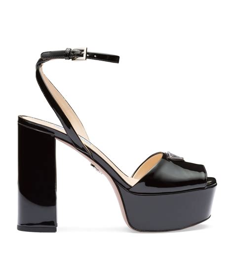 prada sport black patent leather sandals|prada high heeled satin sandals.